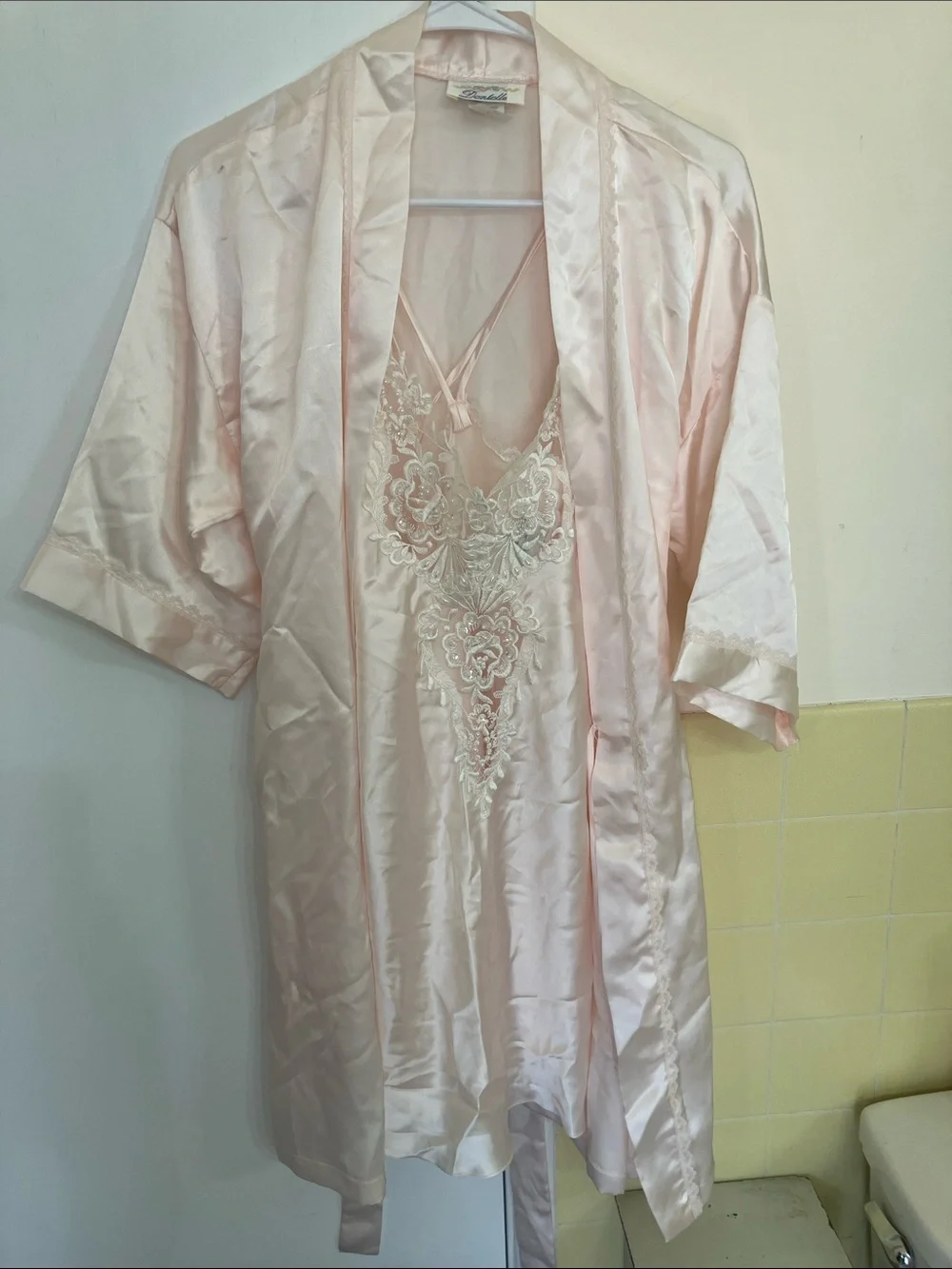 Vintage DENTELLE Chemise + Matching Robe Set Size: Small